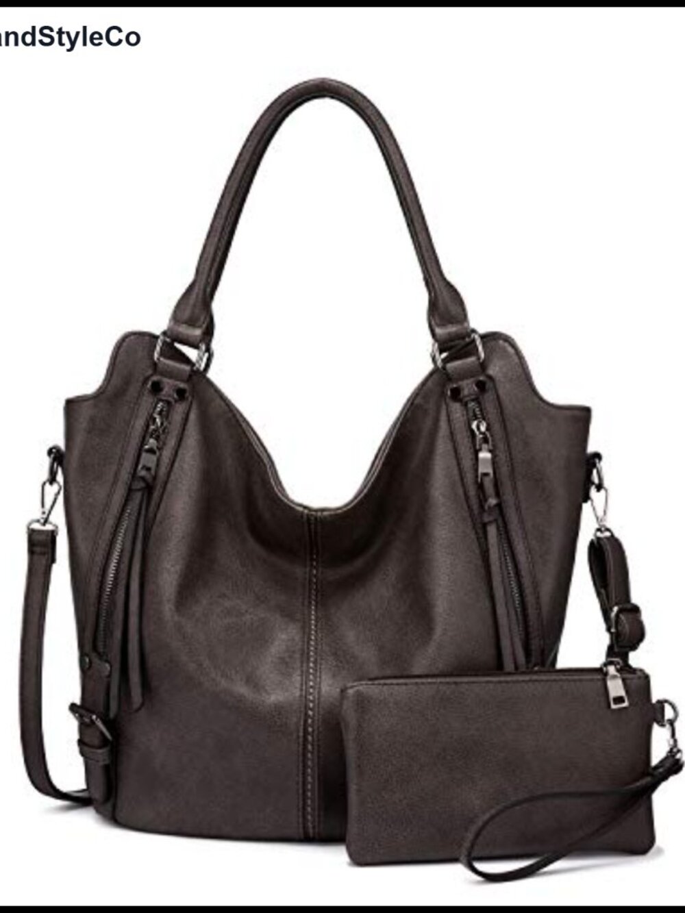 PU Leather Hobo Shoulder Bag with Tassels